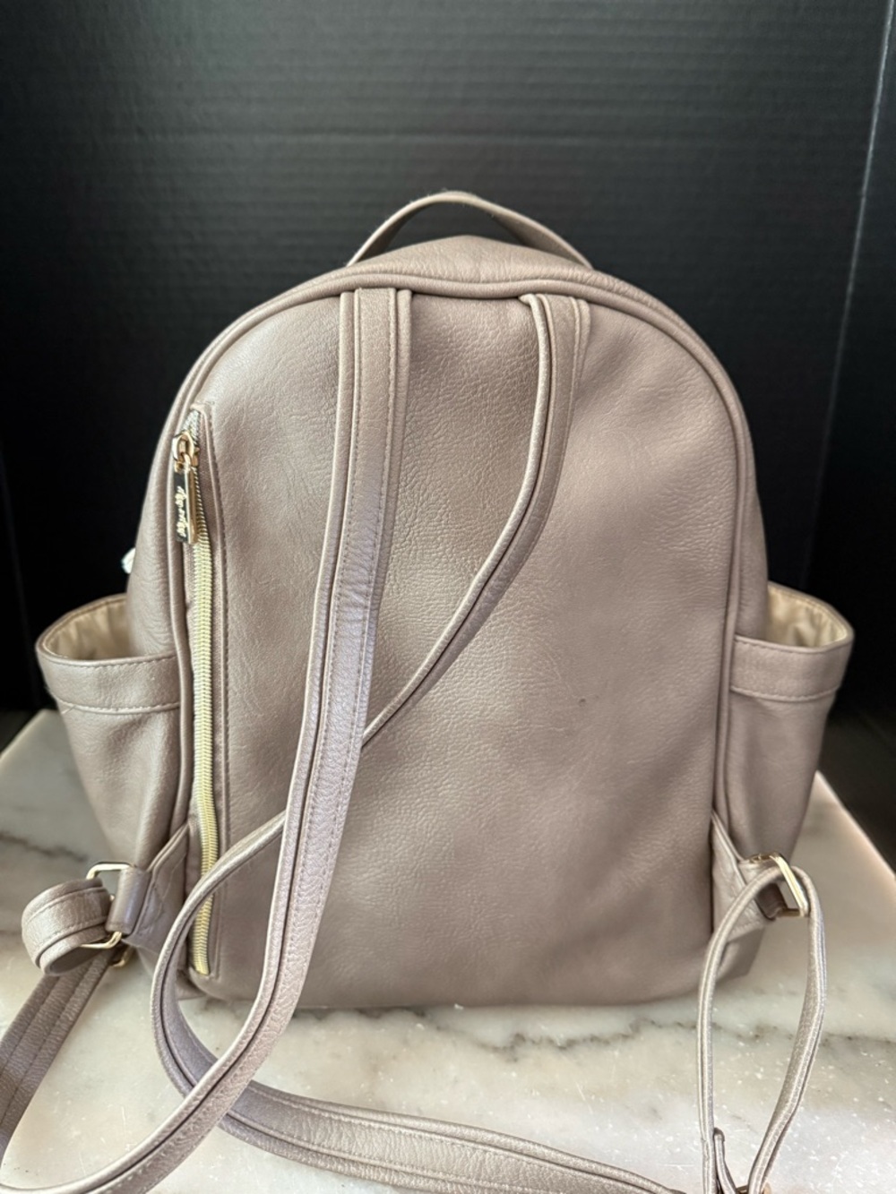 Itzy Ritzy Mini Diaper Bag Vanilla and Beige - Picture 2 of 6